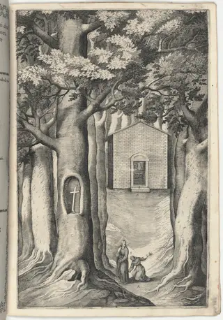 Chapel of the Blessed John of La Verna (Cappella del beato Giovanni della Verna) [plate S], by Jacopo Ligozzi, ink, 1612