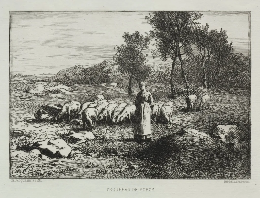 Herd of Swine, by Charles Jacque, 1868
