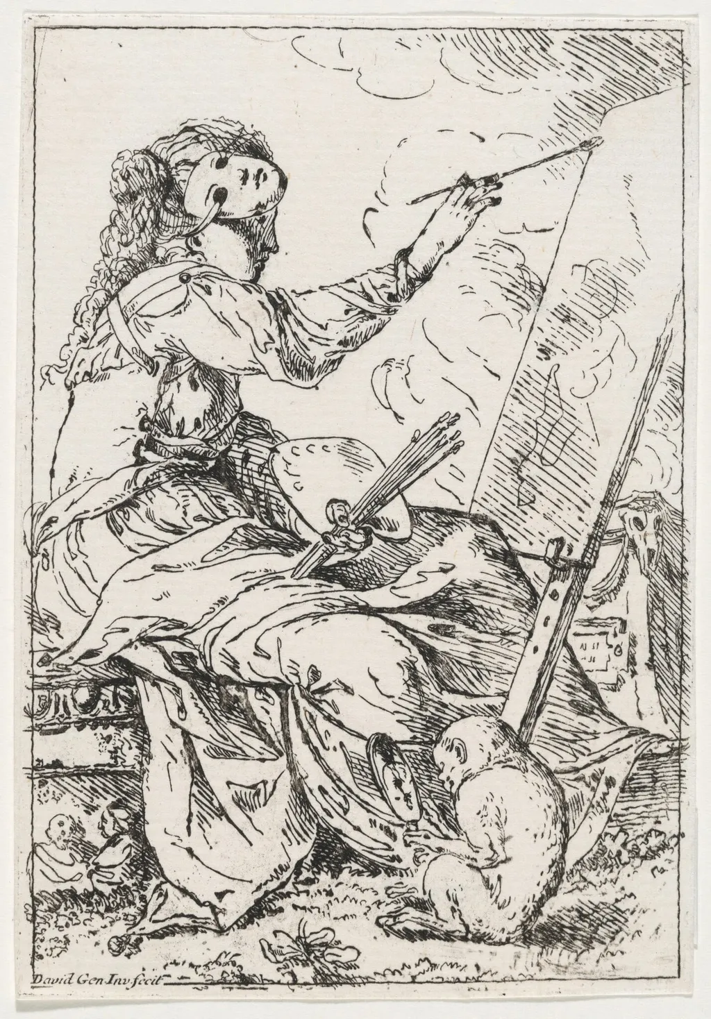 Allegory of Painting, by Giovanni David, ink, 1776