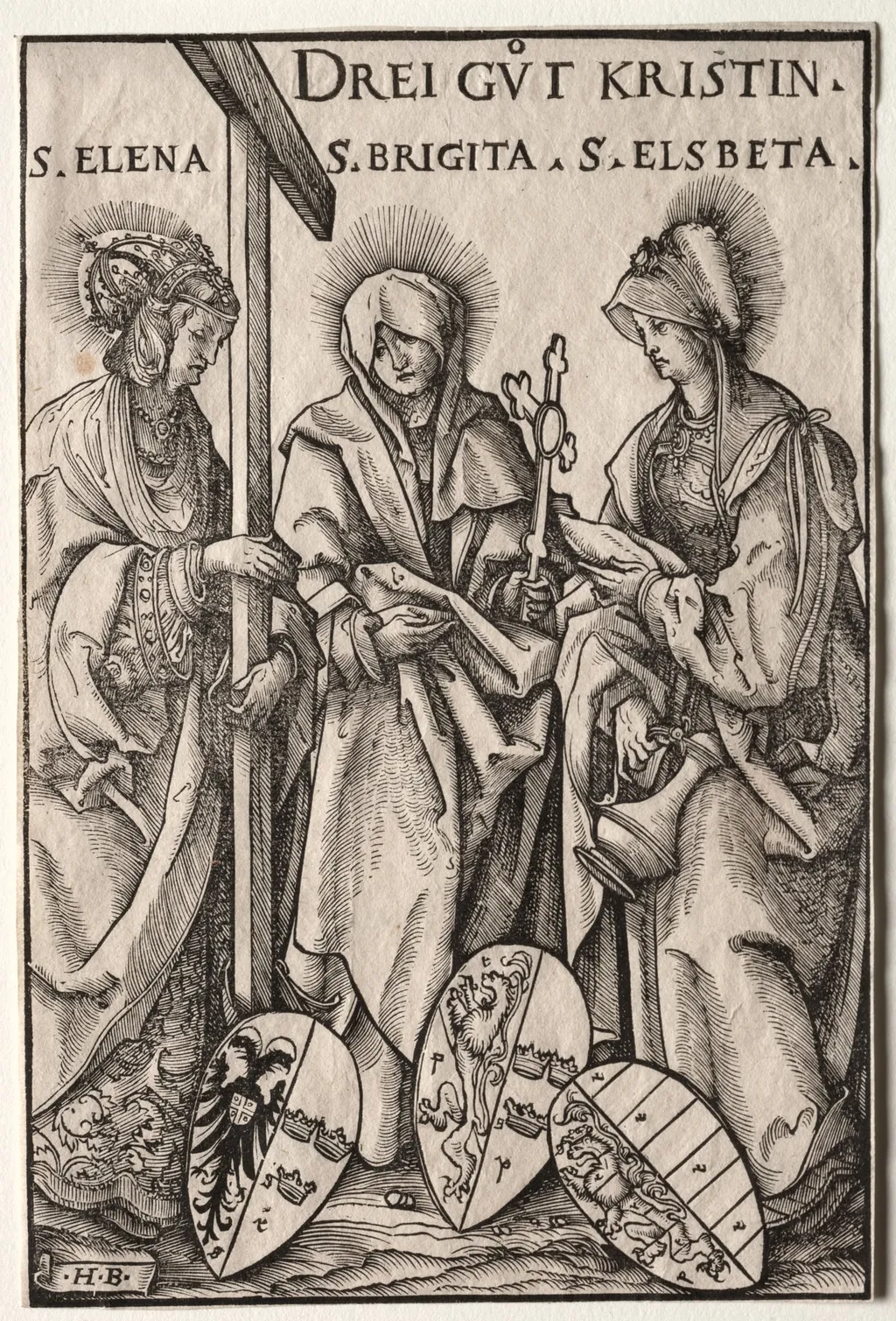 The Three Christian Heroines:  Saints Helen, Bridget and Elizabeth, by Hans Burgkmair I, 1512