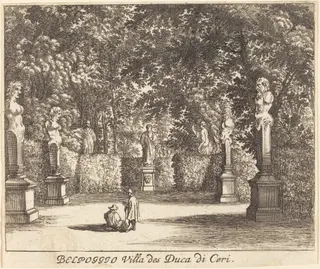 Balpoggio, Villa of Duke di Ceri, by Melchior Küsel, ink, 1681