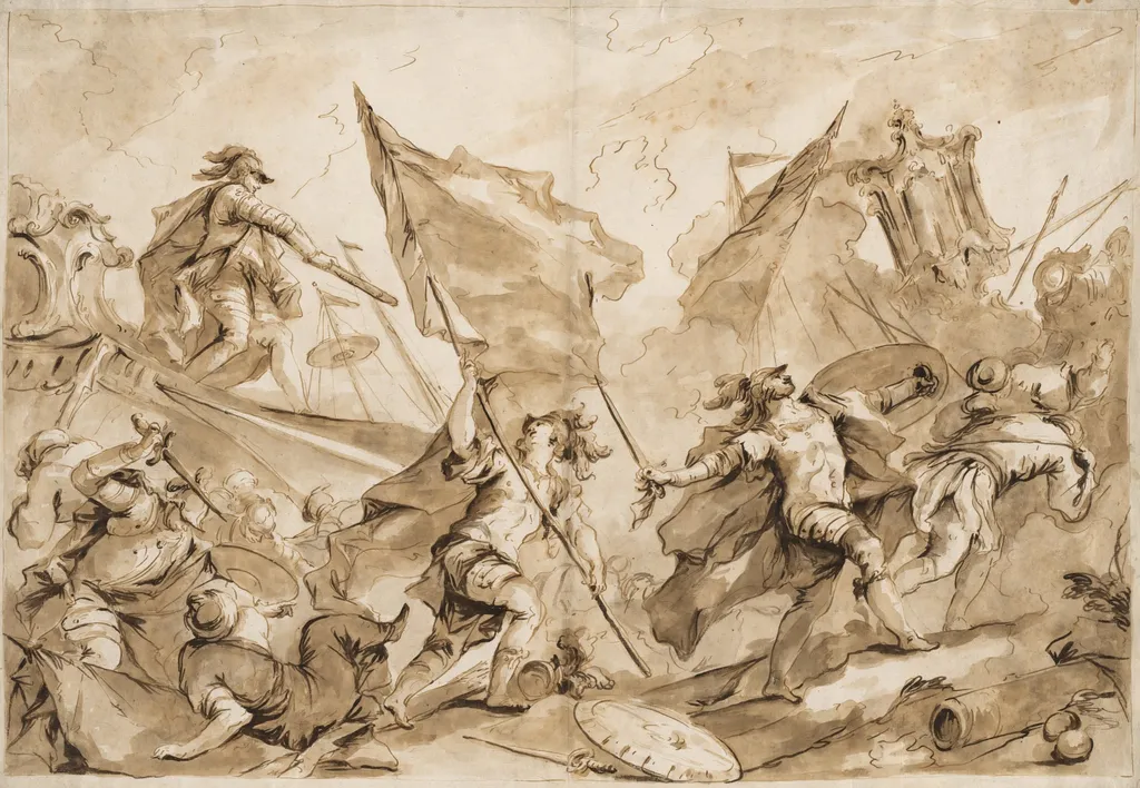 Jacopo Marcello Directing the Assault of Gallipoli, by Giovanni Antonio Guardi, 1755