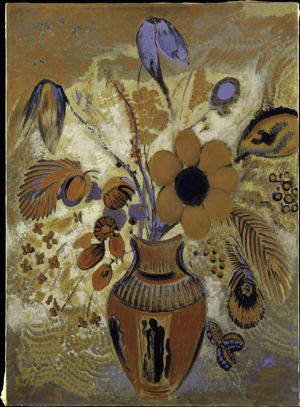 Etruscan Vase with Flowers, by Odilon Redon, tempera, 1905