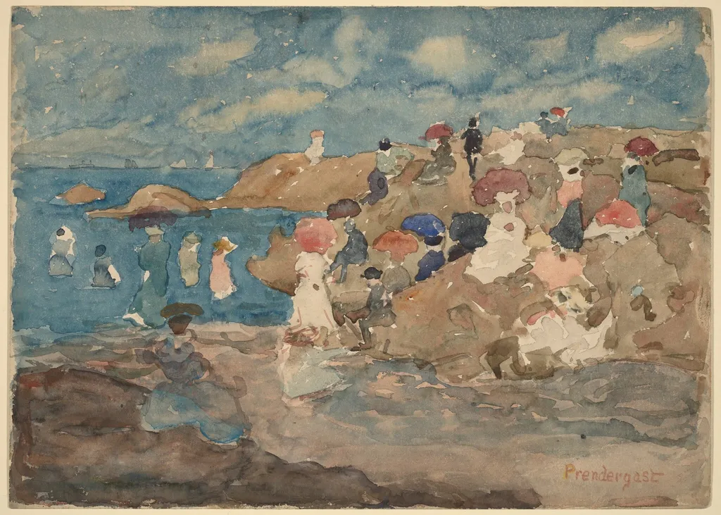 Revere Beach, by Maurice Prendergast, graphite, 1896