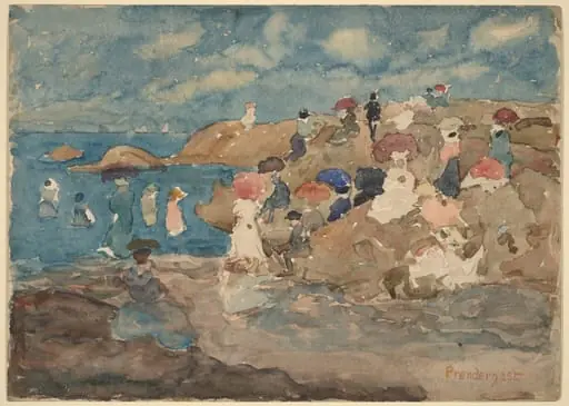 Revere Beach, by Maurice Prendergast, graphite, 1896
