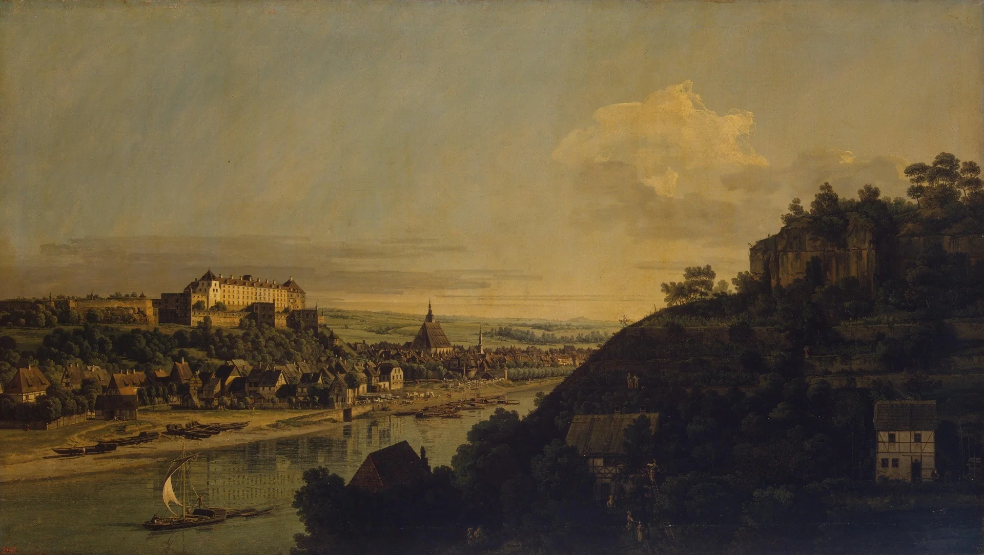 View of Pirna from the Right Bank of the Elba above the Town, detail