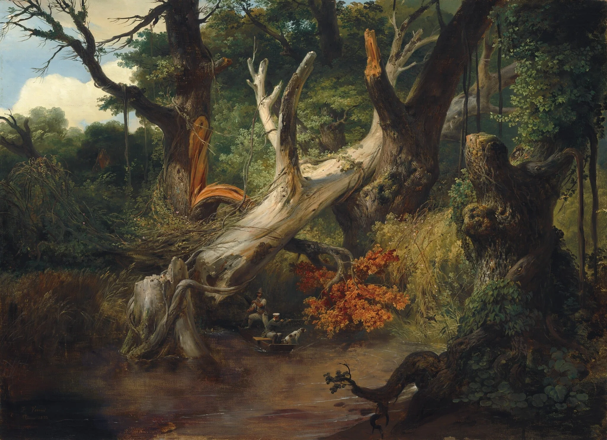Hunting in the Pontine Marshes, detail