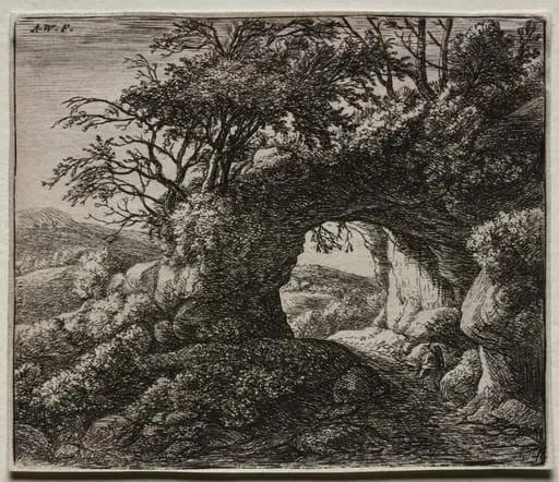 Four Landscapes: The Pierced Rock, by Antonie Waterloo, 1664