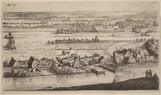 Village beside a Canal, by Johannes Ruisscher, ink, 1601