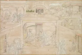 Bhima’s consultation with the astrologer, from a Nala-Damayanti
