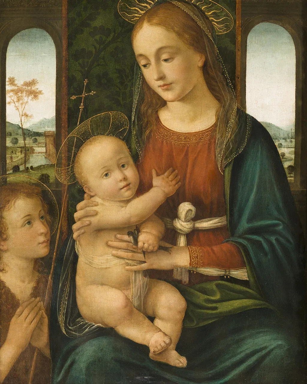 Virgin and Child with Saint John the Baptist, by Biagio d'Antonio, oil, 1450