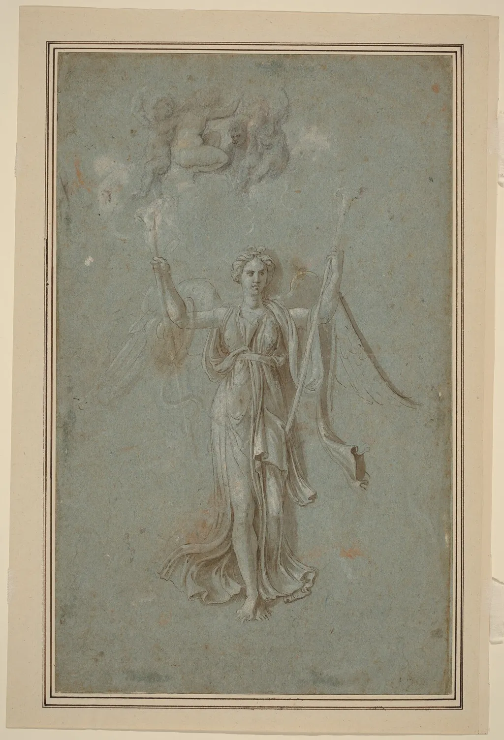 Study for Figure of Fame, by Biagio Pupini, ink, 1531