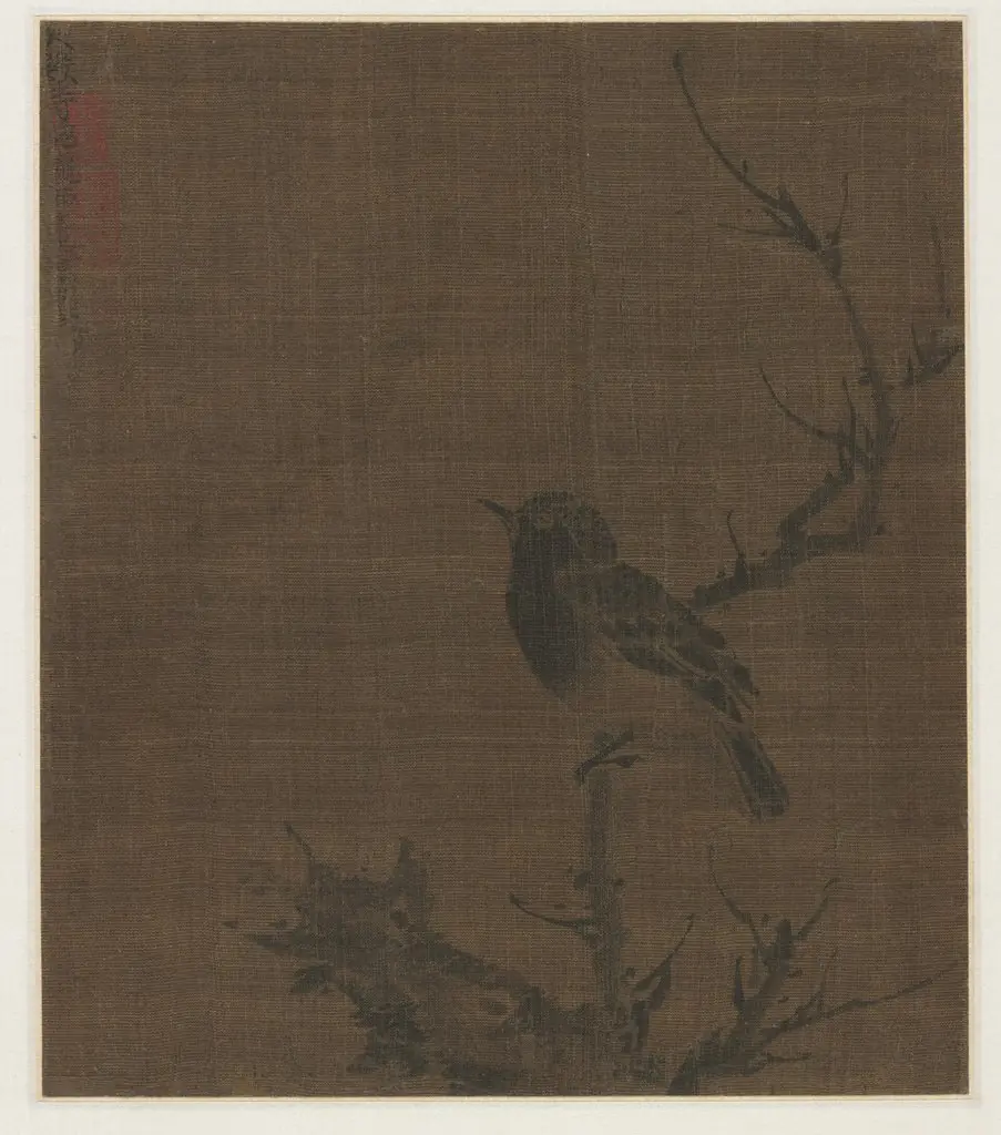 Sleeping Bird on a Prunus Branch, by Bian Jingzhao