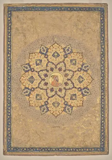 Shamsa (sunburst) with portrait of Aurangzeb (1618–1707), from the Emperor's Album (the Kevorkian Album), by Bichitr