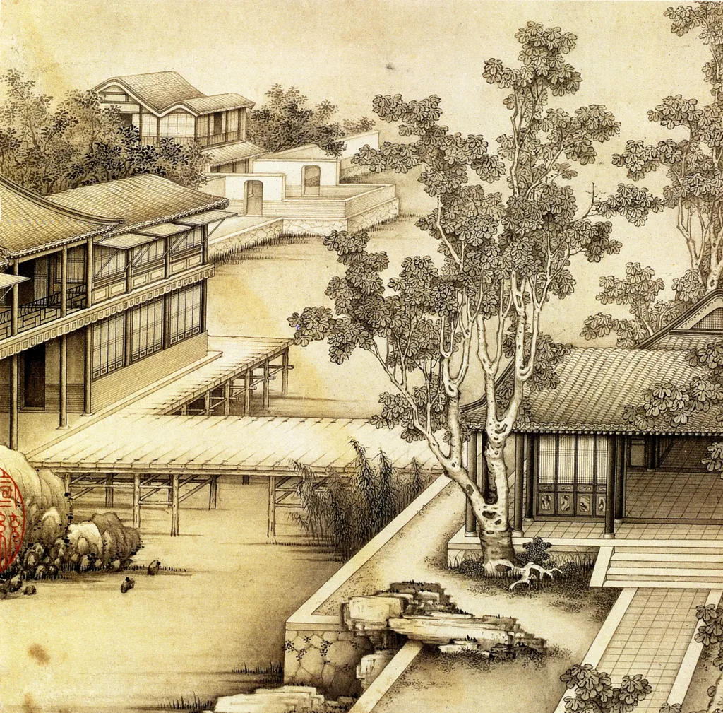 Refreshing Pavilions in the Shade of Wutong Trees, by Bingzhen Jiao, unspecified, 1707