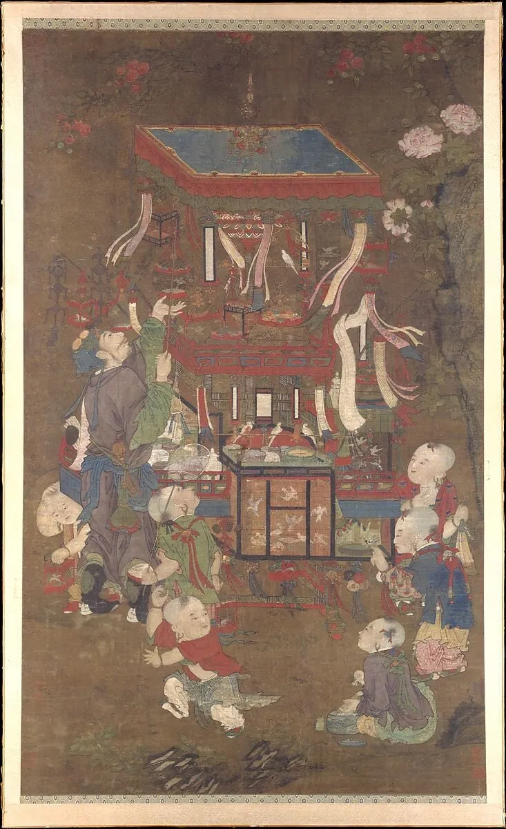 明 佚名 絹本設色 鳥販圖 軸|Bird peddler, ink, 1500