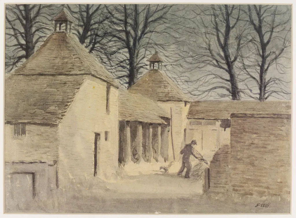 Double Dovecot, Williamstrip, Coln St. Aldwyn, by Bissill, watercolor, 1940