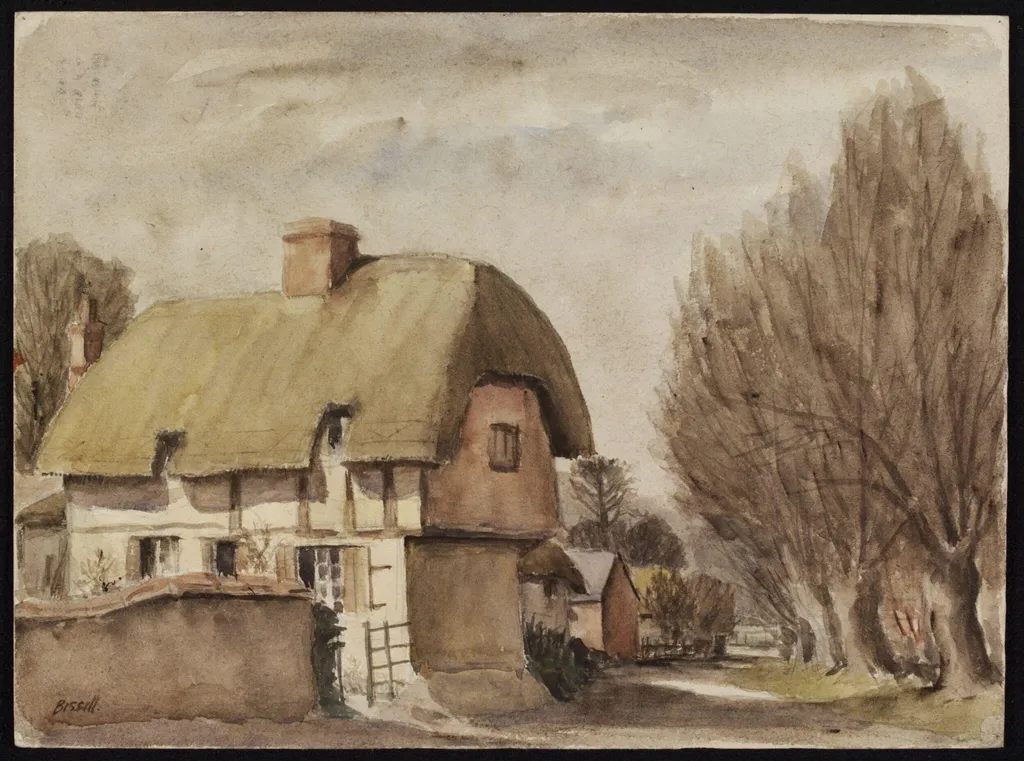 Old Cottage, Ibthorpe, by Bissill, watercolor, 1940