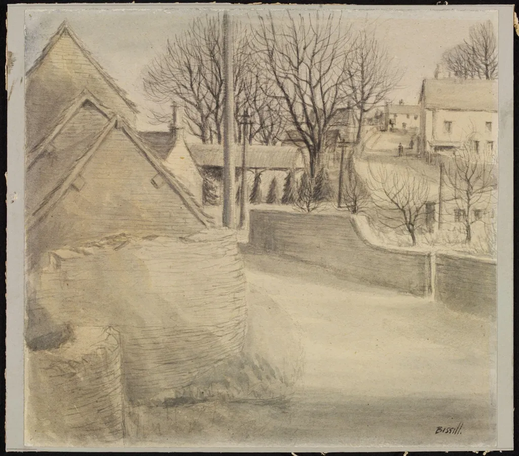 Quenington Village, by Bissill, watercolor, 1940