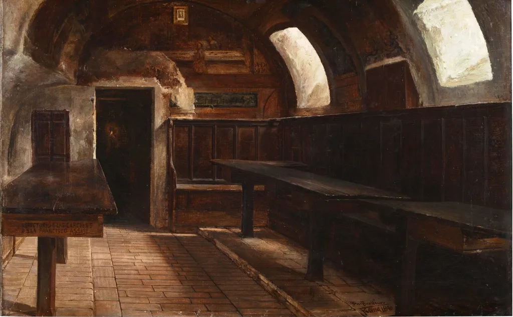 Refectorio de las Cárceles de San Francisco en Asís, by Blas Benlliure y Gil, oil, 1896