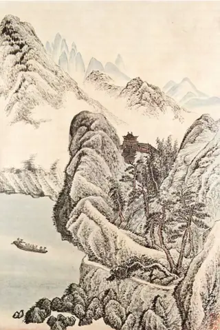 Boat trip on the river below a Buddhistic temple
