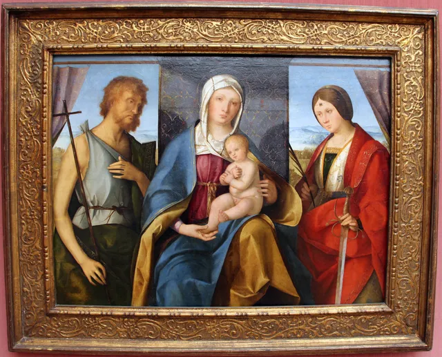 Thronende Maria mit d. Kind und den Heiligen Johannes dem Täufer und Katharina von Alexandrien