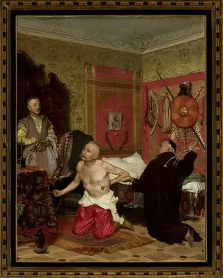 Flagellation of a nobleman, by Bolesław Łaszczyński, 1890