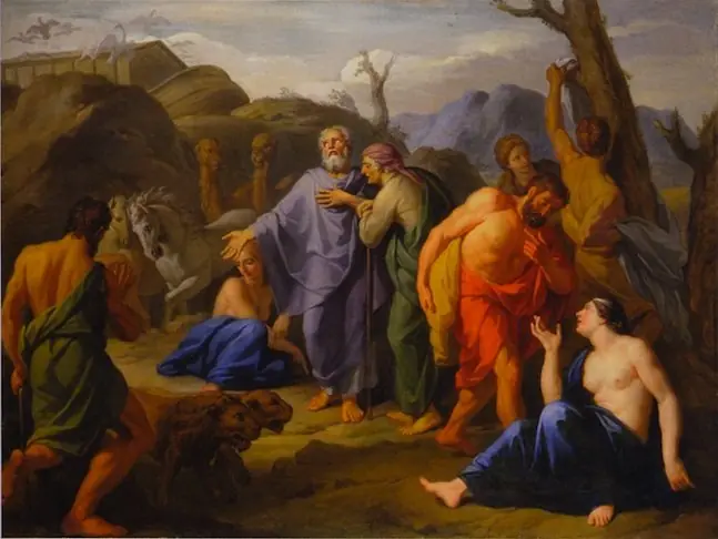 Noé rendant grâce à Dieu d'avoir échappé au déluge, by Bon Boullogne