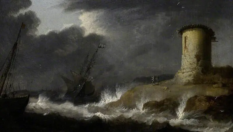 Sea-coast with a storm, by Bonaventura Peeters