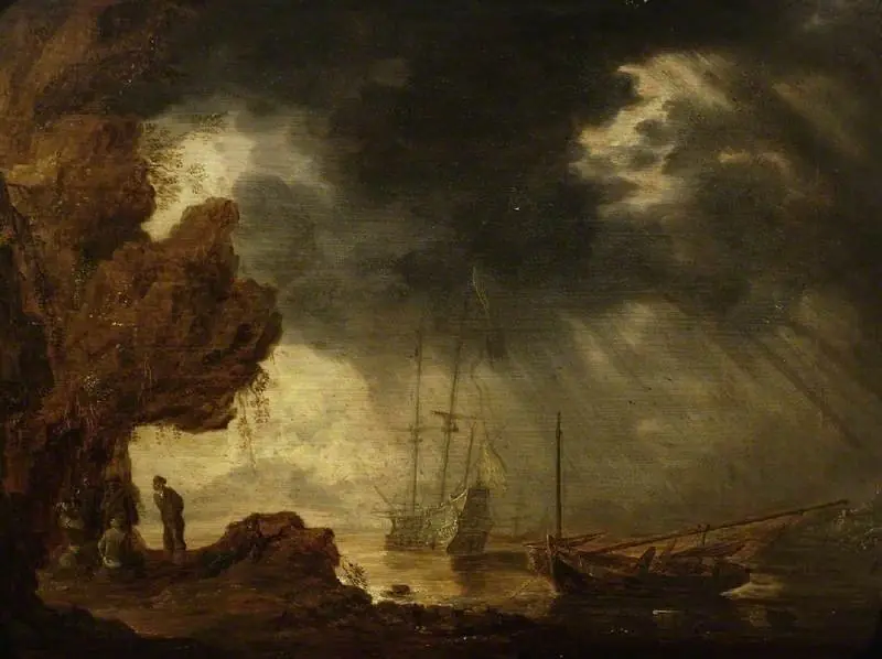Sea-piece with figures, by Bonaventura Peeters