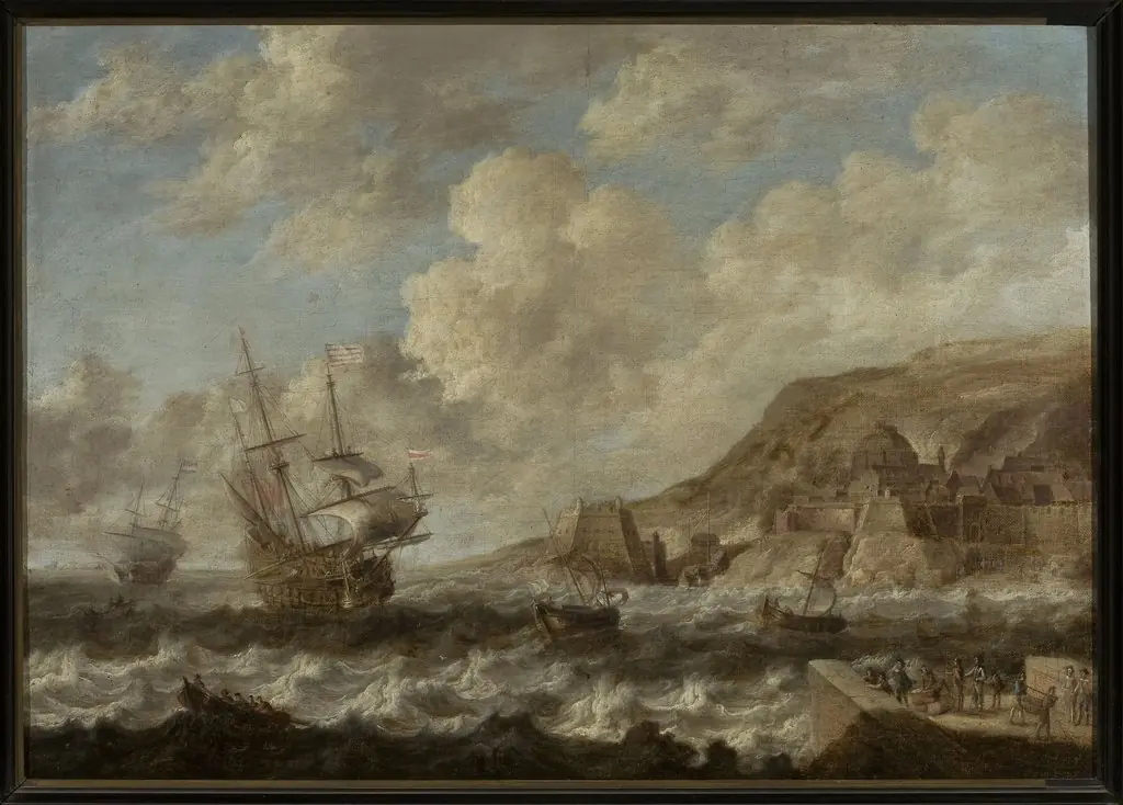 Ships in a port, by Bonaventura Peeters