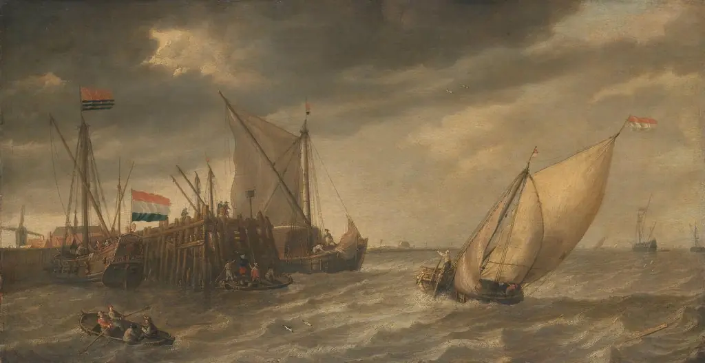 Ships near a pier, by Bonaventura Peeters