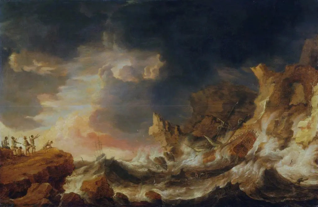 Shipwreck on a Rocky Coast, by Bonaventura Peeters