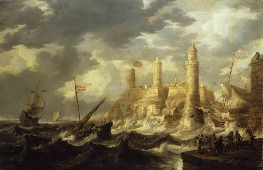 Fortified Harbour, by Bonaventura Peeters the Elder, oil, 1646