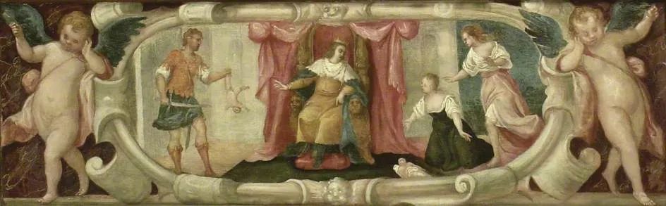The Judgement of Solomon, by Bonifazio Veronese, oil, 1530