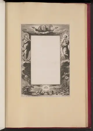 Border Illustration with God the Father, Two Saints, and a Serpent