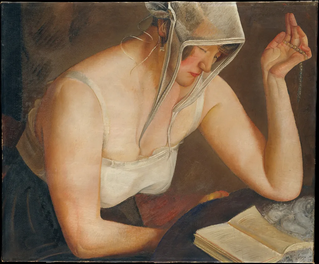 Woman Reading, by Boris Grigoriev, oil, 1922