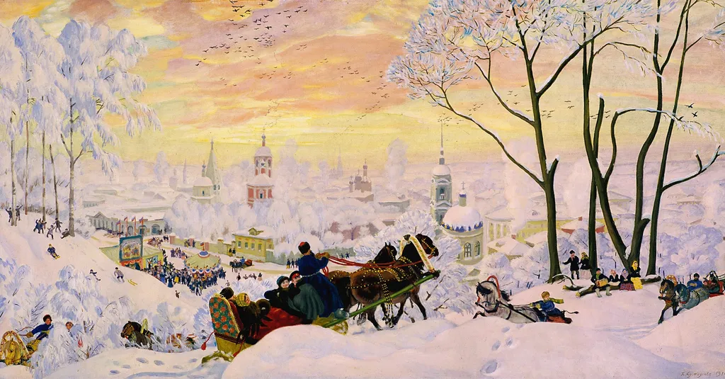 Pancake Week, by Boris Kustodiev, oil, 1916