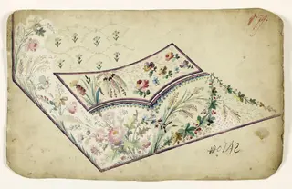 Bouquets de fleurs et d'épis et guirlandes de feuilles, projets de broderies de gilet, XVIIIème siècle