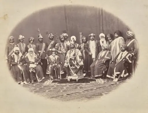 Maharaja Ranbir Singh of Jammu and Kashmir with Sons and Courtiers, by Bourne & Shepherd