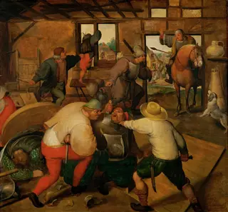 Brawl between soldiers and peasants