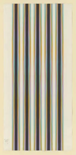 Turquoise, Cerise, Mustard Twist with Black, by Bridget Riley