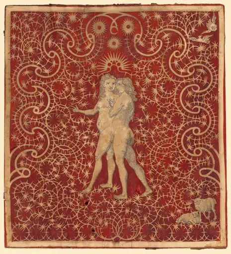 Adam and Eve in the Garden with a Pair of Sheep and a Pair of Doves, by British 18th Century