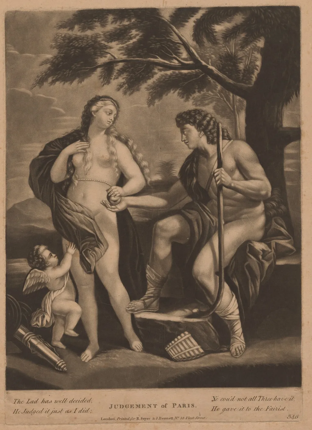 Judgment of Paris, by British 18th Century, ink