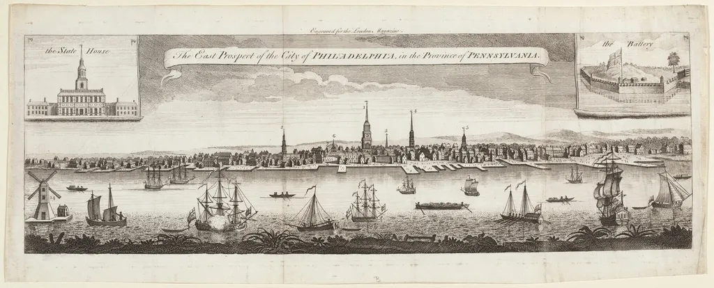 The East Prospect of the City of Philadelphia, in the Province of Pennsylvania, by British 18th Century, ink