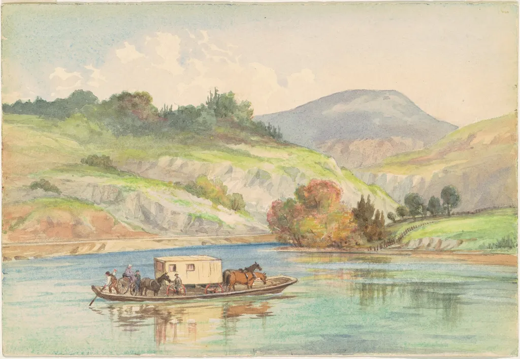 Crossing the James River, by British 19th Century, watercolor, 1878