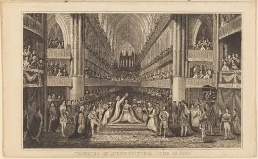 Crowning of Queen Victoria, June 28, 1838 [right half], by British 19th Century
