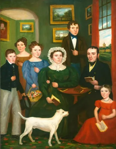 Portrait of an Unknown Family with a Terrier, by British 19th Century