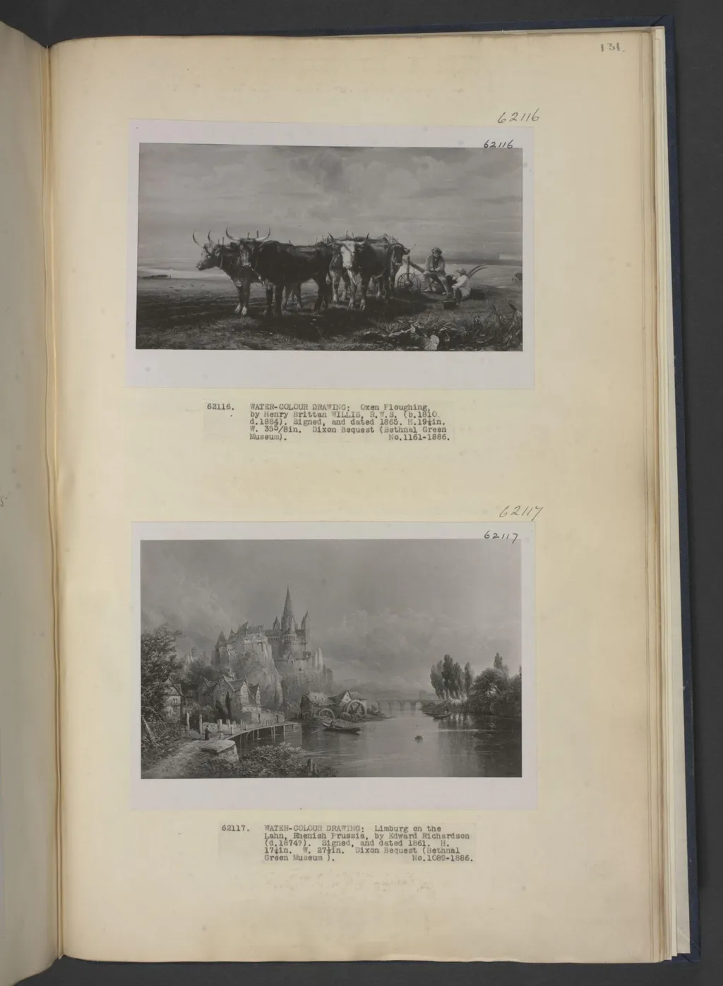 Oxen ploughing, by Brittan Willis, watercolor, 1865
