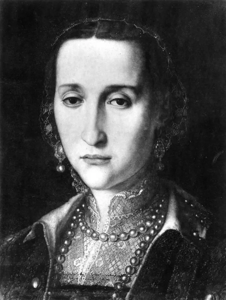 Bildnis der Eleonora von Toledo, Brustbild, by Bronzino, oil, 1560
